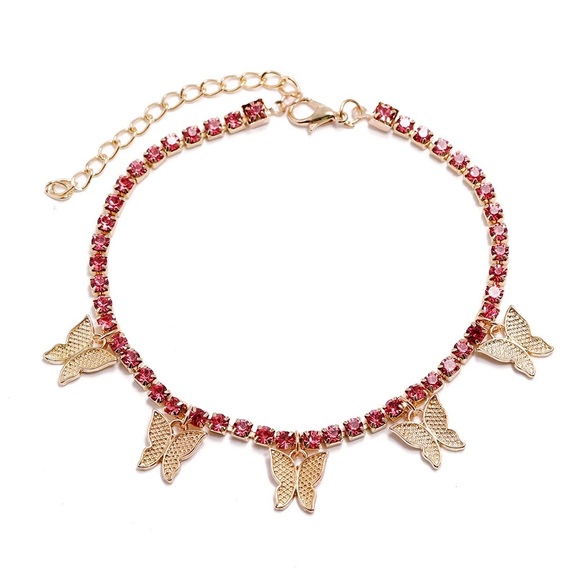 NEW! Rhinestone Butterfly Anklets - Picture 3 of 4